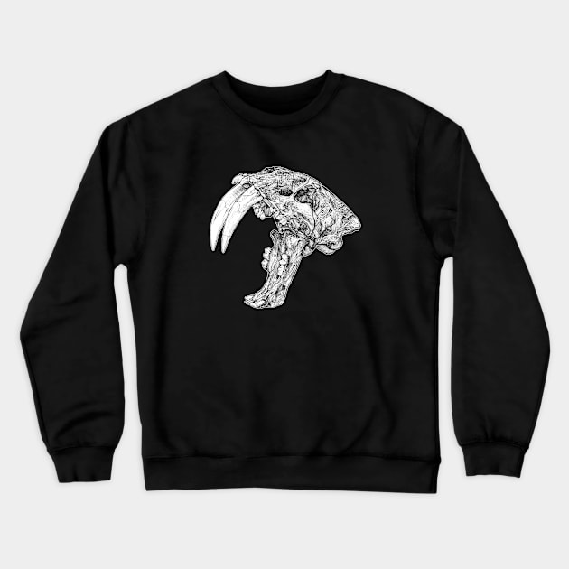 Sabertooth Tiger Skull Crewneck Sweatshirt by DAKOS